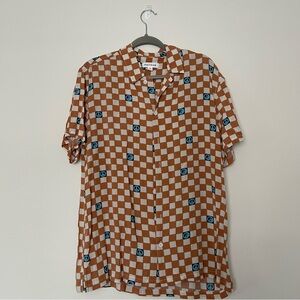 pacsun groovy checkered flowy button down shirt
